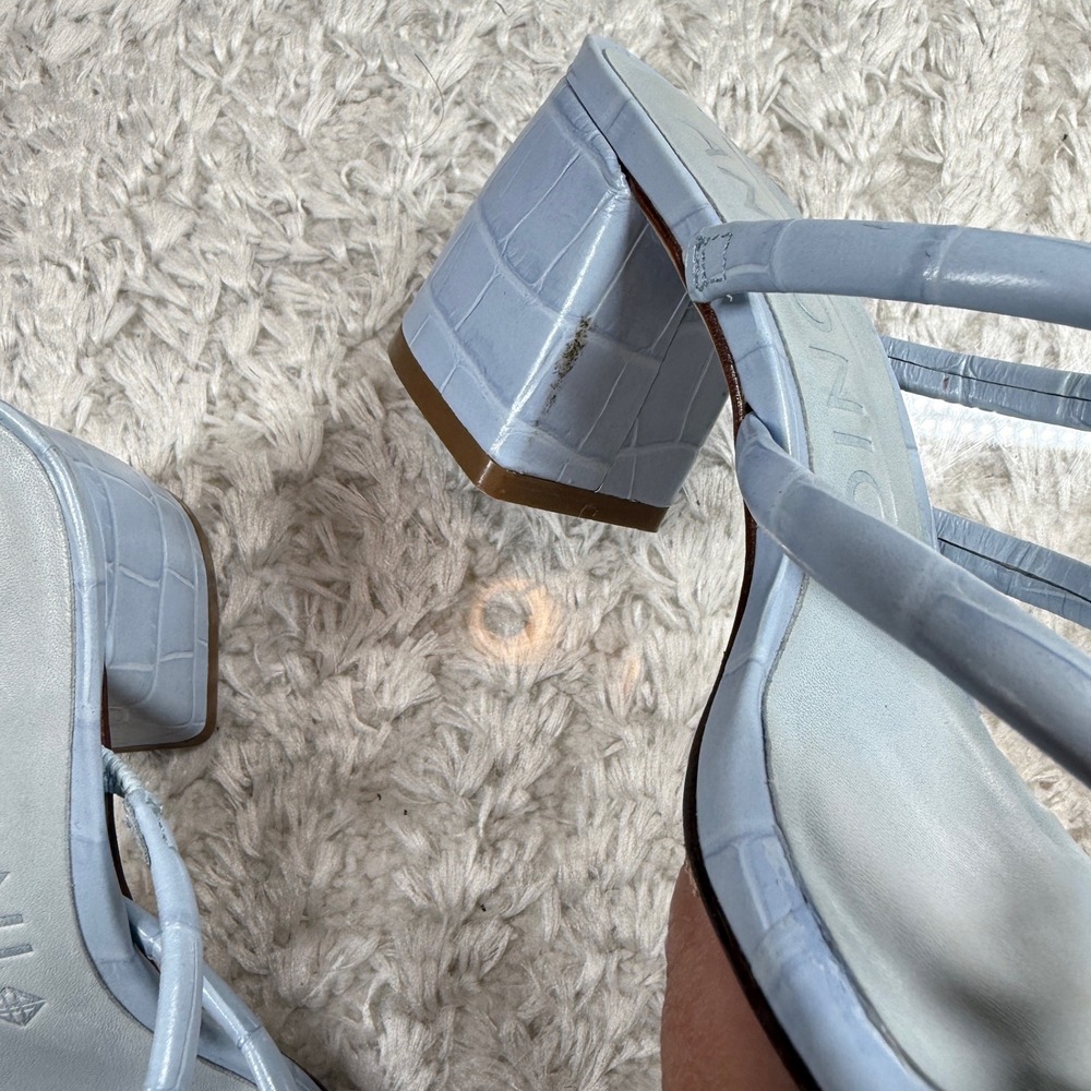 Antonio Melani Heels Women's 5M Light Blue Croc Block Heel Thong Sandals Party - Picture 11 of 13